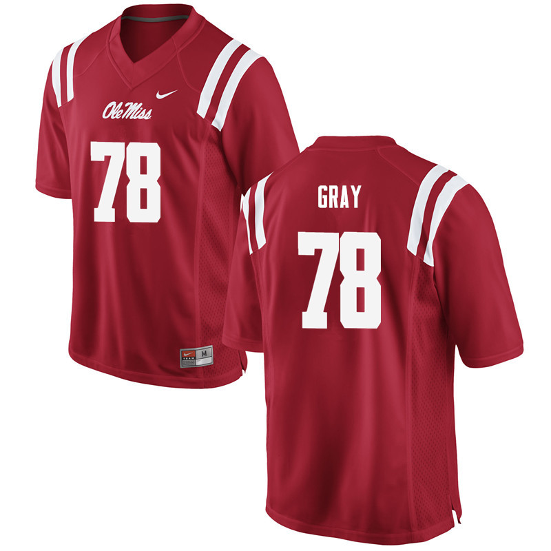 Men Ole Miss Rebels #78 Tony Gray College Football Jerseys-Red - Click Image to Close